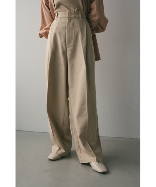 STYLE MIXER スタミキ　ベージュ タック入り ワイドパンツ　チノパンツ STYLEMIXER（スタイルミキサー） ワイドパンツ パンツ リネンミックス