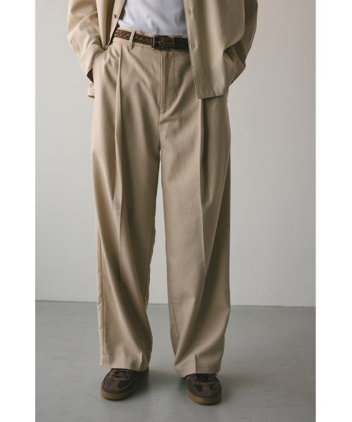 STYLE MIXER スタミキ　ベージュ タック入り ワイドパンツ　チノパンツ STYLEMIXER（スタイルミキサー） ワイドパンツ パンツ リネンミックス