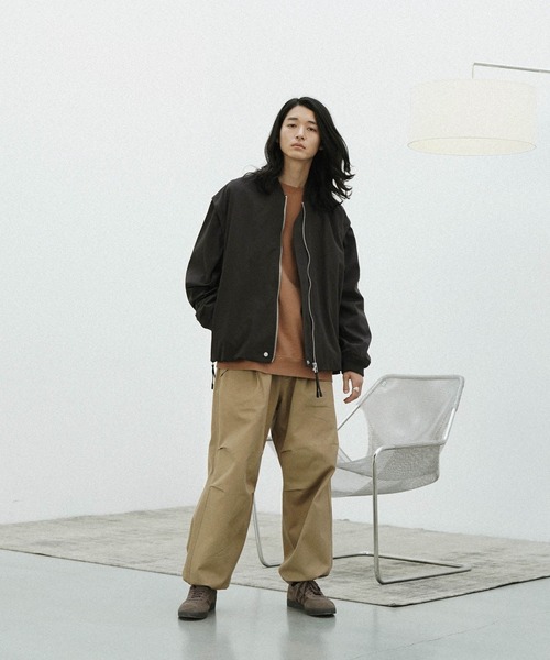 WYM LIDNM レザーブルゾン ダークブラウン　S WYM LIDNM ブルゾン アウター ARTIFICIAL GRAIN MILITARY