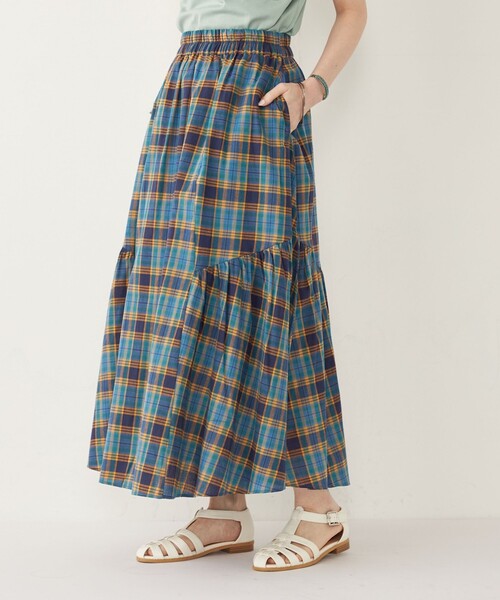 SHIPS Colors スカート Colors:「手洗い可能」マドラスチェック