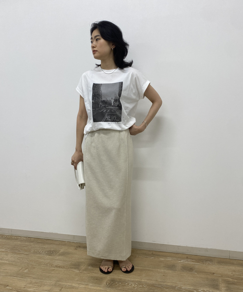 日本製　マイカ&ディール　フォトプリントTシャツ 30%off]フォトプリントT-shirt-palm tree/0125209135