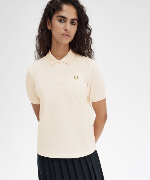 「FRED PERRY」 半袖ポロシャツ 10 ベージュ レディース