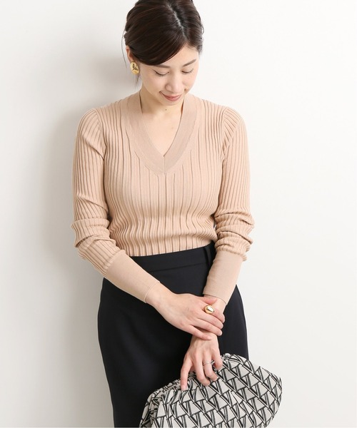 「VERMEIL par iena」 Vネックニット 38 ベージュ レディース