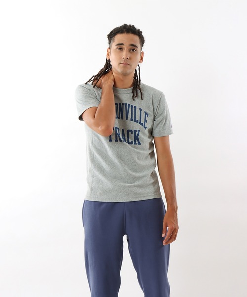 「Champion」 半袖Tシャツ LARGE ネイビー メンズ