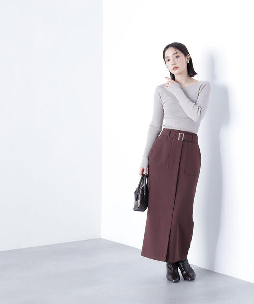ニット セーター ラメリブボートネックニット レディース NATURAL BEAUTY BASIC ニット セーター ラメリブボートネック
