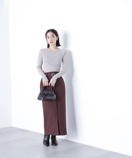 ニット セーター ラメリブボートネックニット レディース NATURAL BEAUTY BASIC ニット セーター ラメリブボートネック