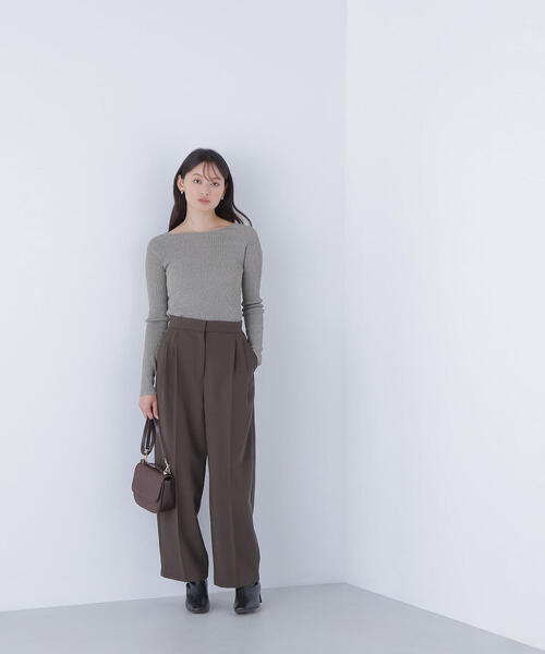 ニット セーター ラメリブボートネックニット レディース NATURAL BEAUTY BASIC ニット セーター ラメリブボートネック