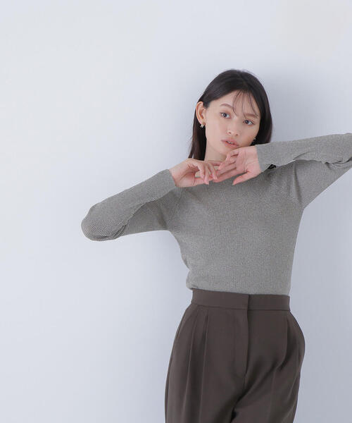 ニット セーター ラメリブボートネックニット レディース NATURAL BEAUTY BASIC ニット セーター ラメリブボートネック