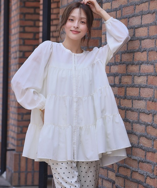 ELFRANK ブラウス シャツ 「2025AW」ティアード チュニック シャツ