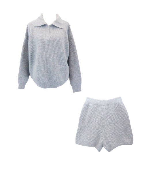 JilLA セットアップ 「2点セット」Waffle Polo Knit Set / ワッフル