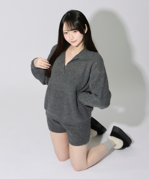 JilLA セットアップ 「2点セット」Waffle Polo Knit Set / ワッフル
