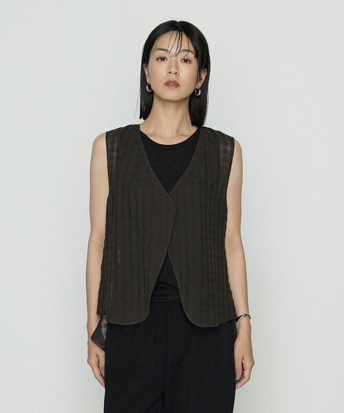 ギャバジン K．T（Gabardine K．T）/〔 +サイズ 〕 チェック柄カラミ ジレ Gabardine K.T（ギャバジンK.T） ベスト ジレ チェック柄カラミ ジレ