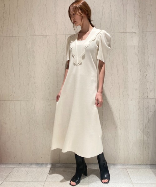 「CELFORD」 半袖ワンピース 38 ブラック レディース_画像3