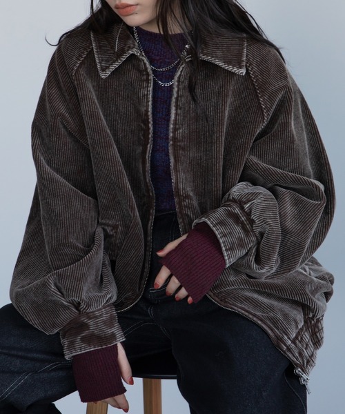 ブルゾン アウター ウォッシュ加工コーデュロイブルゾン/セットアップ