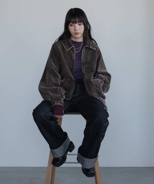 ブルゾン アウター ウォッシュ加工コーデュロイブルゾン/セットアップ