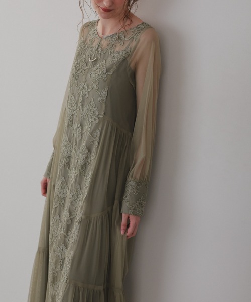 ★新品★ドリードール　モールレースサイドティアードドレス　結婚式　パーティー Dorry Doll（ドリードール） ドレス モールレースサイドティアード