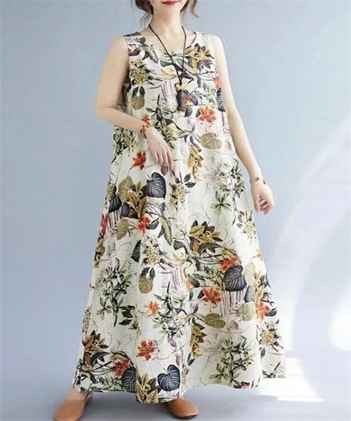 「Dream garden」 ノースリーブワンピース L ブルー レディース_画像8