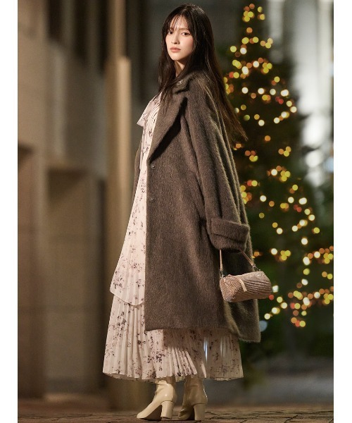 【新品タグ付き】SNIDEL シャギーロングコート SNIDEL（スナイデル） コート チェスターコート ブローチ付きシャギー