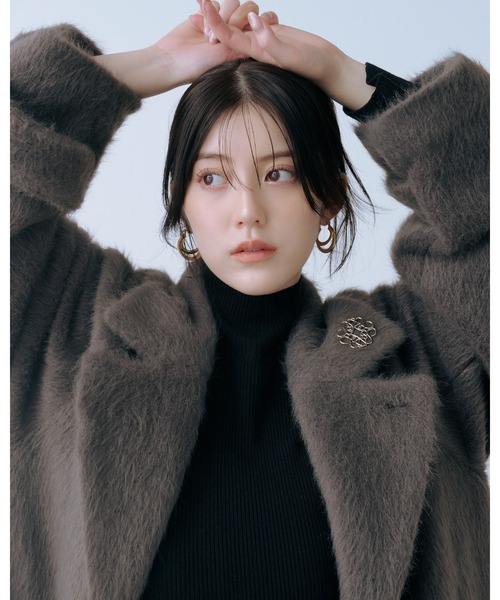 SNIDEL（スナイデル） コート チェスターコート ブローチ付きシャギー