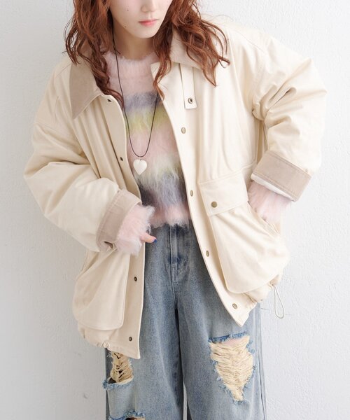 w closet（ダブルクローゼット） コート アウター スエードライク中綿