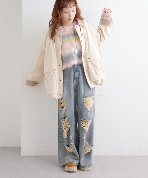 w closet（ダブルクローゼット） コート アウター スエードライク中綿