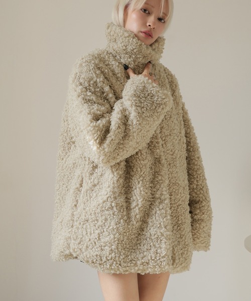 ULYSSES コート アウター 襟付きテディーボアファーコート レディース