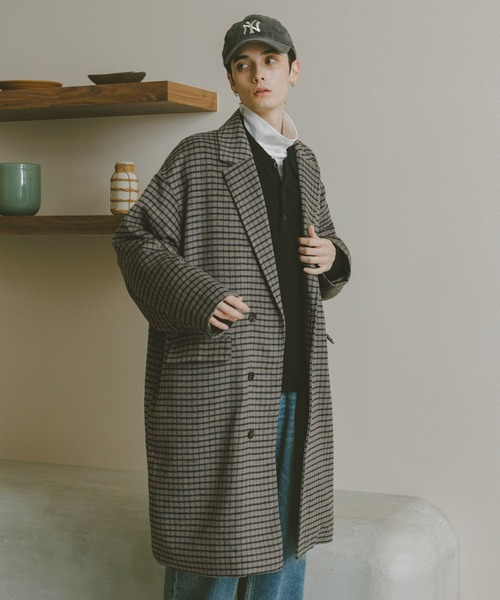 RAGEBLUE（レイジブルー） チェスターコート コート CHECK MOTIF OVER