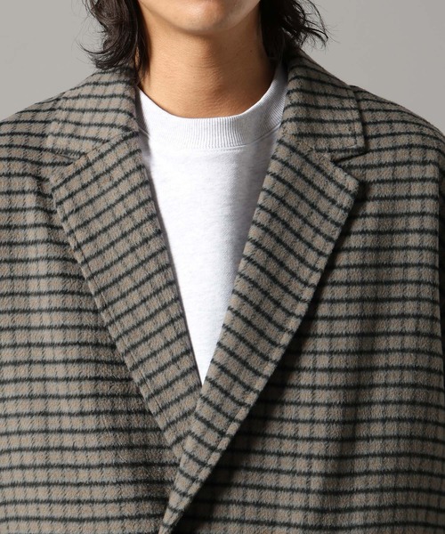 【限界値下げ価格！ ！】チェック柄チェスターコート Mサイズ RAGEBLUE（レイジブルー） チェスターコート コート CHECK MOTIF OVER