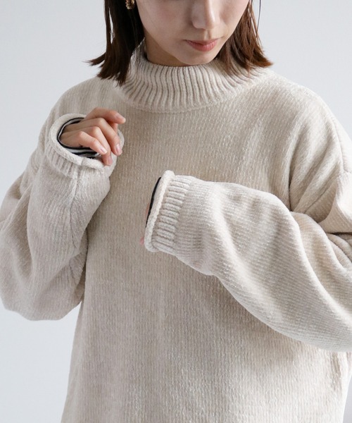 cepo（セポ） ニット セーター ベロアモールモックネックニットプル