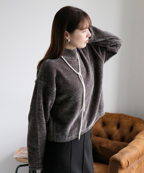 cepo（セポ） ニット セーター ベロアモールモックネックニットプル