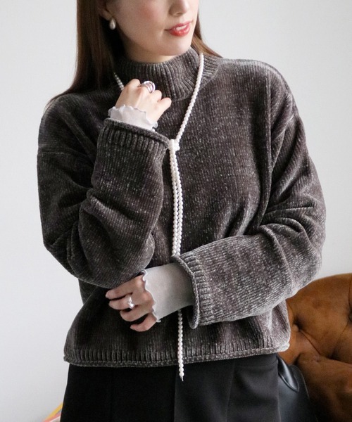 cepo（セポ） ニット セーター ベロアモールモックネックニットプル