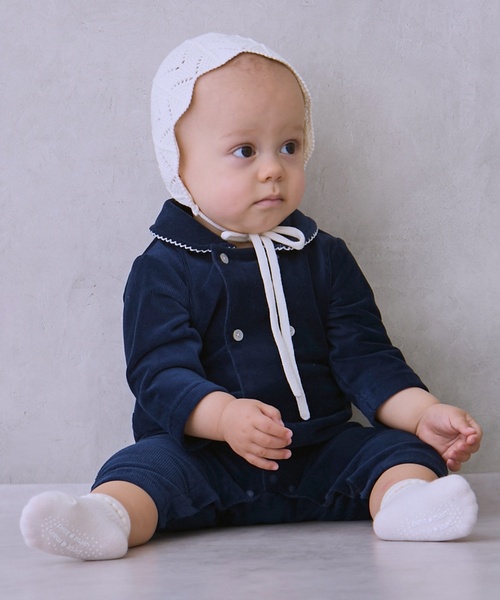 petit main ベビー服 ロンパース ダブルボタン衿つきカバーオール 