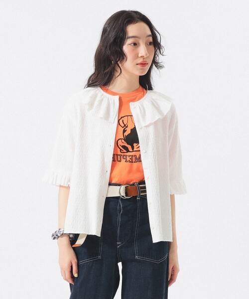 BEAMS BOY（ビームス ボーイ） tシャツ 半袖 ジャカード フリル