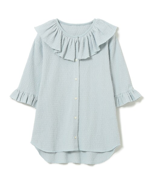 BEAMS BOY コットンリネン フリルギャザーショートスリーブ 23SS 