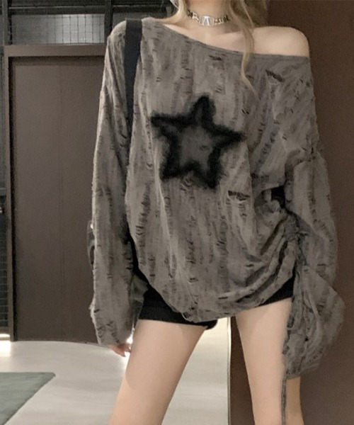 「shameless」 長袖カットソー FREE ブラウン レディース_画像4