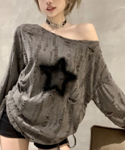 「shameless」 長袖カットソー FREE ブラウン レディース_画像5