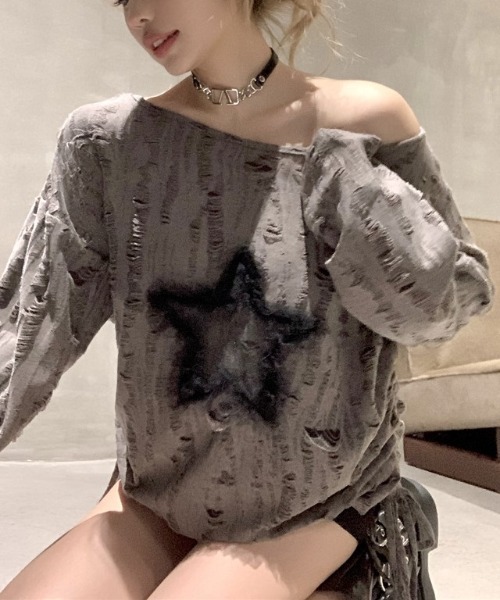 「shameless」 長袖カットソー FREE ブラウン レディース_画像8