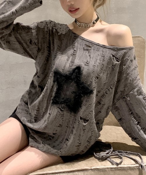 「shameless」 長袖カットソー FREE ブラウン レディース_画像9