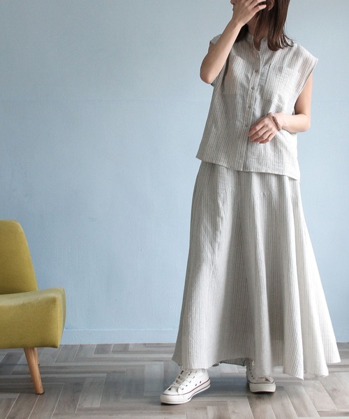 「Crisp」 フレアスカート FREE ネイビー レディース_画像3