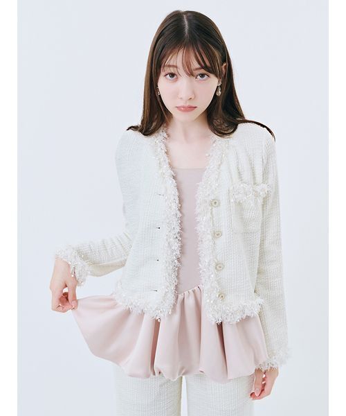 LILY BROWN（リリーブラウン） ツイードジャケット F ベージュ