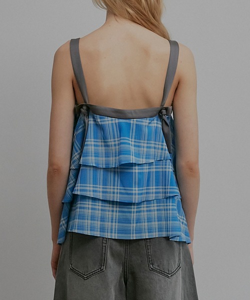 ブラウス シャツ プレイドプリントキャミトップ / Plaid Print Tiered Cami Top レディースの画像