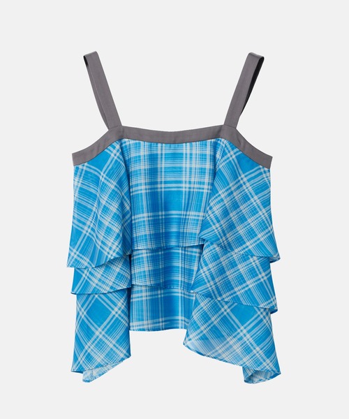 ブラウス シャツ プレイドプリントキャミトップ / Plaid Print Tiered Cami Top レディースの画像