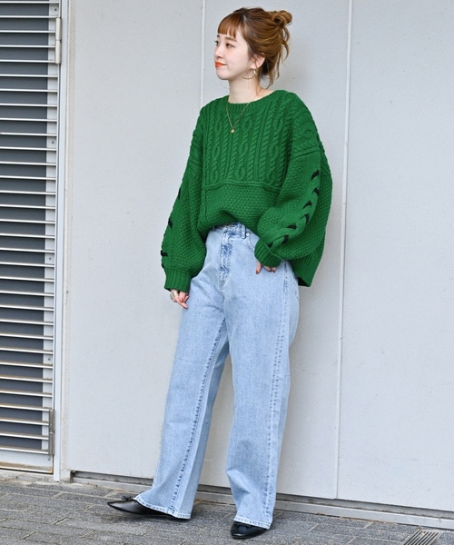 「B.C STOCK」 長袖ニット FREE グリーン レディース_画像5