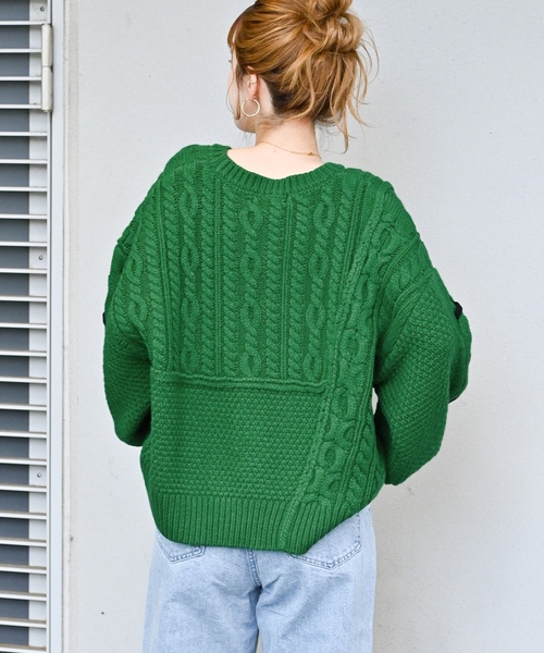 「B.C STOCK」 長袖ニット FREE グリーン レディース_画像7