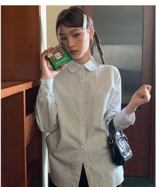AsRiRe ブラウス シャツ 26ss 後ろリボンデザイン/可愛い水玉ブラウス