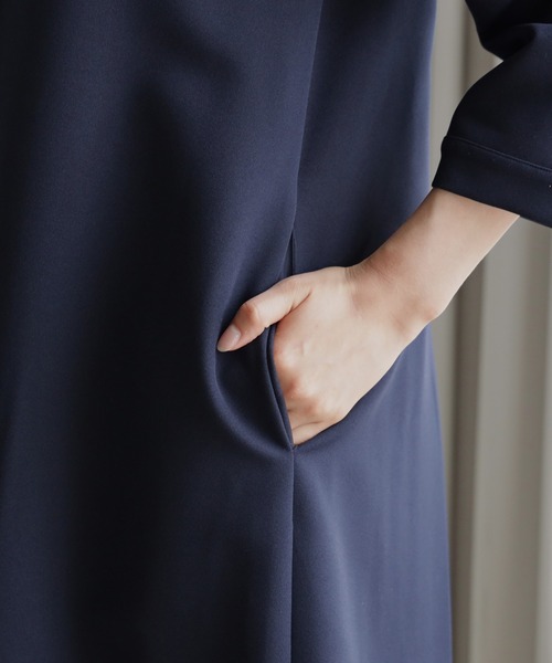 「DRESS PLUS」 7分袖ワンピース X-LARGE ブラック レディース_画像6