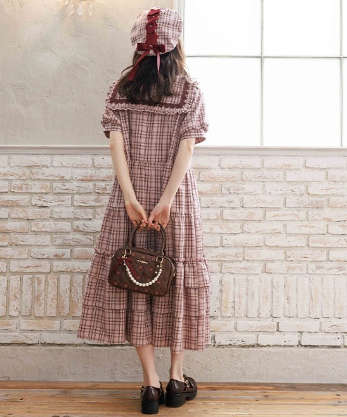 axes femme（アクシーズ ファム） ワンピース 丸襟チェックワンピース