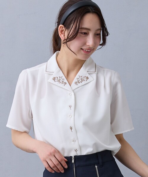 ブラウス シャツ 半袖 開襟刺繍ブラウス レディース : ZOZOTOWN Yahoo