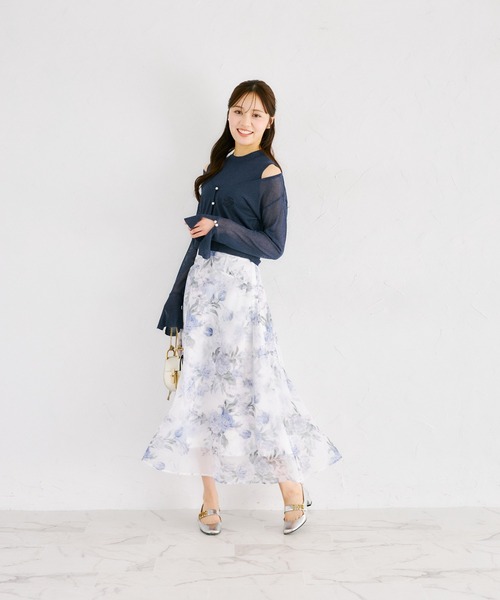 プリント フレアスカート tocco closet（トッコ クローゼット） スカート バックレースアップ