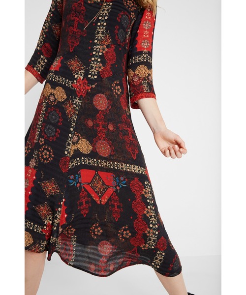 「Desigual」 7分袖ワンピース S ブラック レディース_画像4